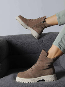 Ботинки 228.V.1541be. Коричневый капучино замша/Мех