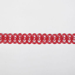 Тесьма красная овальная, с люрексом, 2 см, в рулоне 10 м