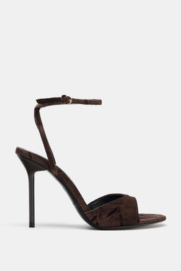 VELVET-EFFECT HEELED SANDALS - Zara фото 2