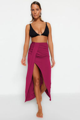 Bordo Dokuma Maxi Plaj Etek TBESS23ET00021