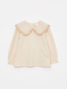 Bebe Yaka Uzun Kollu Nak?? Detayl? K?z Bebek Sweatshirt
