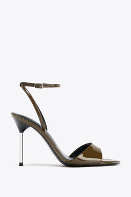 PATENT-EFFECT HIGH-HEEL SANDALS - Zara фото 3