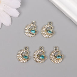 Цена за 5 шт. Декор для творчества металл, стразы «Космический месяц», золото, 1.8×1.4×0.5 см