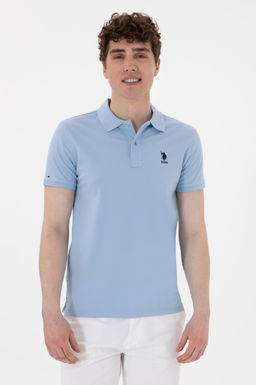 Erkek Slim Fit Polo Yaka A__k Mavi Basic Ti__rt Sepette S_rpriz _ndirim