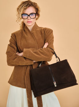 Замшевая сумка сэтчел Colette DBR 31349 черный каштан