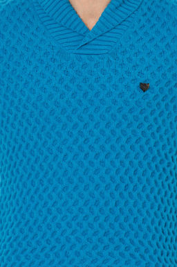 U. S. Polo Assn Мужской трикотажный свитер кобальтового меланжевого цвета с шалевым воротником - U.s. polo assn фото 6