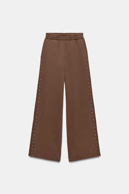 WASHED-EFFECT FLEECE TROUSERS WITH STUDS - Zara фото 12