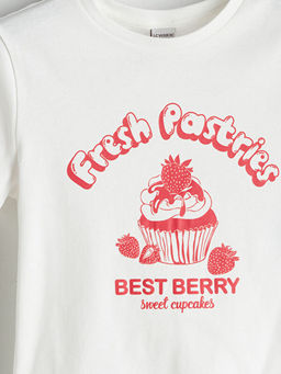 Bisiklet Yaka Bask?l? K?z ?ocuk Ti??rt