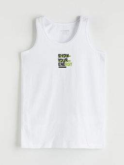 Bisiklet Yaka Bask?l? Erkek ?ocuk Atlet 2li