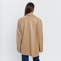 Пиджак женский из экокожи MINAKU: Eco leather, бежевый, размер 46-48