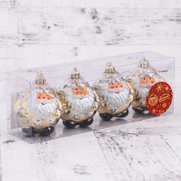 Ёлочные игрушки 4 шт. Дед Мороз - толстячок, 66.5 см, золотистый - Зимнее волшебство фото 2