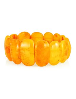 Плоский браслет из натурального янтаря Медовый состаренный