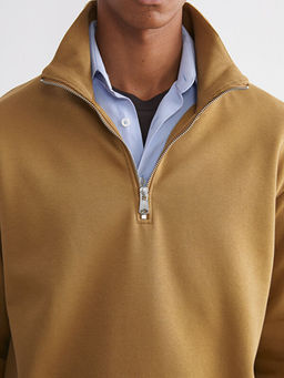 Fermuarl? Dik Yaka Erkek Kal?n Sweatshirt