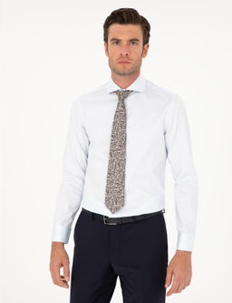 Голубая классическая хлопковая рубашка приталенного кроя - Cacharel фото 3