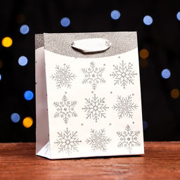 Цена за 12 шт. Пакет ламинированный Снежинки 11,5 х 14,5 х 6 см