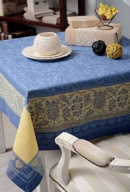 Скатерть Премиум Бабочки-желт/син. 140*170 см. п/лен