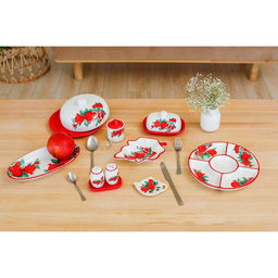 Набор для специй Доляна Гранат, солонка, перечница 130 мл, на подставке, доломит, белый, красный фото 7