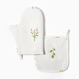 Набор кухонный Этель «Цветочек»: варежка 20×27 см, прихватка 19×19 см, саржа 190 г/м², 100% хлопок