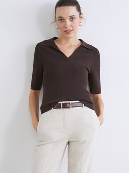 Polo Yaka Kad?n Triko Kazak