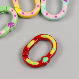 Цена за 4 шт. Карабин металл Овал. Сердечко и горошины МИКС 2,7х2 см - Арт узор фото 4