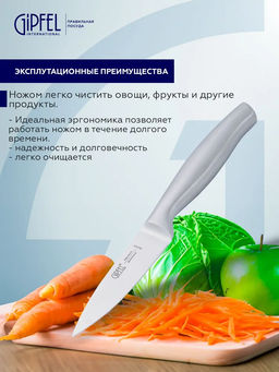 52522 GIPFEL Нож для чистки овощей NORD 8,5 см. Материал лезвия: хромистая нержавеющая сталь X50CrMoV15. Материал ручки: нержавеющая сталь. Толщина: 2,мм - Werner фото 4