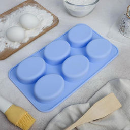 Форма для выпечки Доляна «Фигуры. Овал», силикон, 28×16×2 см, 6 ячеек, бирюзовая