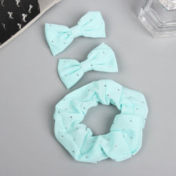 Цена за 2 шт. Набор для волос «Фелиция», резинка 7 см, 2 зажима 6.5 см, блеск, мятный