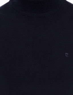 Lacivert Slim Fit Yar_m Bal_k__ Yaka Basic Triko Kazak
