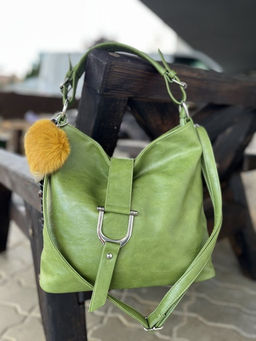 Женская сумка хобо из эко кожи 007 Зеленый