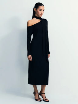 Платье миди из визкозы с шарфом / Zarina  фото 3