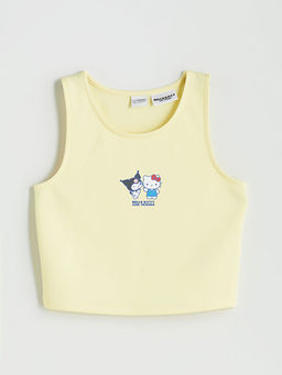 Bisiklet Yaka Hello Kitty Bask?l? K?z ?ocuk Crop Atlet