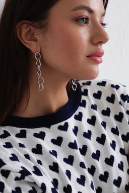 10040 Топ вязаный с сердечками синий - Martichelli фото 4