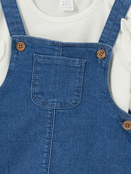 K?z Bebek Jean Salopet Elbise ve Ti??rt Tak?m