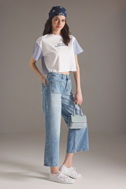 Mavi Dugme Detayl? Yuksek Bel Culotte Jeans TWOSS25JE00223