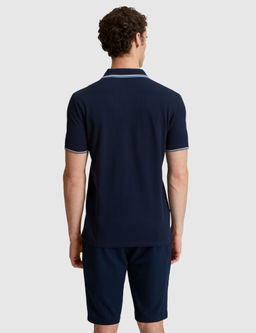 Lacivert Slim Fit %100 Pamuk Apa_ Yaka Ti__rt