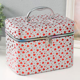 Набор шкатулок для украшений Сердца на белом, 3 шт., с зеркалом, искусственная кожа, 13?21?14.5; 10?19?12; 21?15.5?17 см