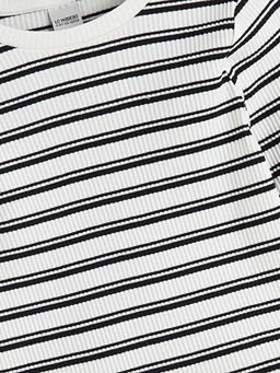 Bisiklet Yaka ?izgili K?z ?ocuk Ti??rt