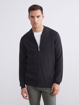 Bomber Yaka D?z Erkek Triko H?rka