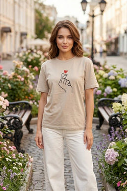 K13545 Футболка OVER SIZE (хлопок) ТМ_БЕЖЕВЫЙ