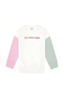 K_z _ocuk Ekru Bisiklet Yaka _ardonlu Sweatshirt
