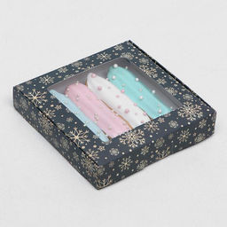 Цена за 5 шт. Коробка новогодняя складная Праздничная ночь, 16?16?3 см