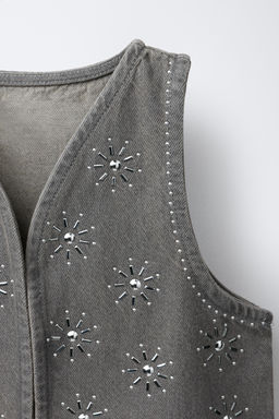 CHALECO DENIM STRASS / Gris antracita - Zara фото 5