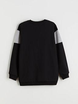 Bisiklet Yaka Be?ikta? Bask?l? Erkek ?ocuk Sweatshirt