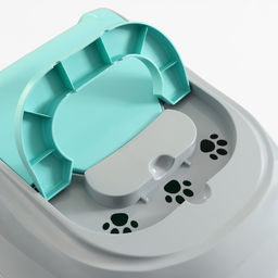 Туалет-домик для кошек закрытый с дверцей 50*38*37 см, бирюзово-серый - Пижон фото 5