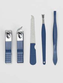 Набор маникюрный, 5 предметов, в футляре, голубой, белый