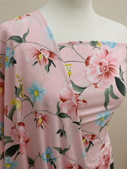 Штапель Цветущая долина цв.нежно-розовый, ш.1.45м, вискоза-100%, 100гр/м.кв - Купава фото 9