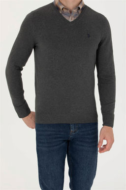 U. S. Polo Assn Мужской базовый свитер антрацитового меланжа - U.s. polo assn фото 6