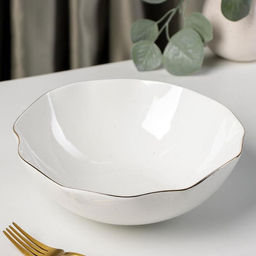 Салатник Доляна Млечный путь, 1.4 л, d=22 см, фарфор, белый в крапинку