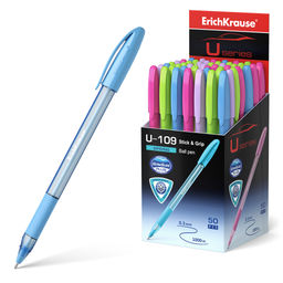 Цена за 50 шт. Ручка шариковая ErichKrause U-109 Stick&Grip Spring 0.7, Ultra Glide Technology, цвет чернил синий (в коробке по 50 шт.)