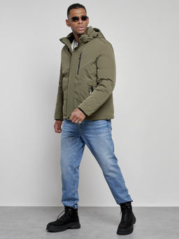 Куртка мужская зимняя с капюшоном спортивная великан цвета хаки 8335Kh - Wonderrman фото 3